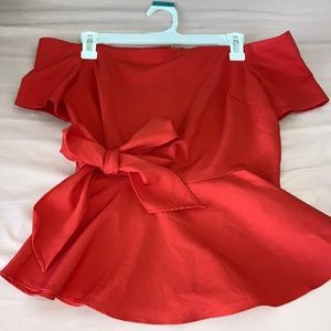 Red Peplum F21 Top
